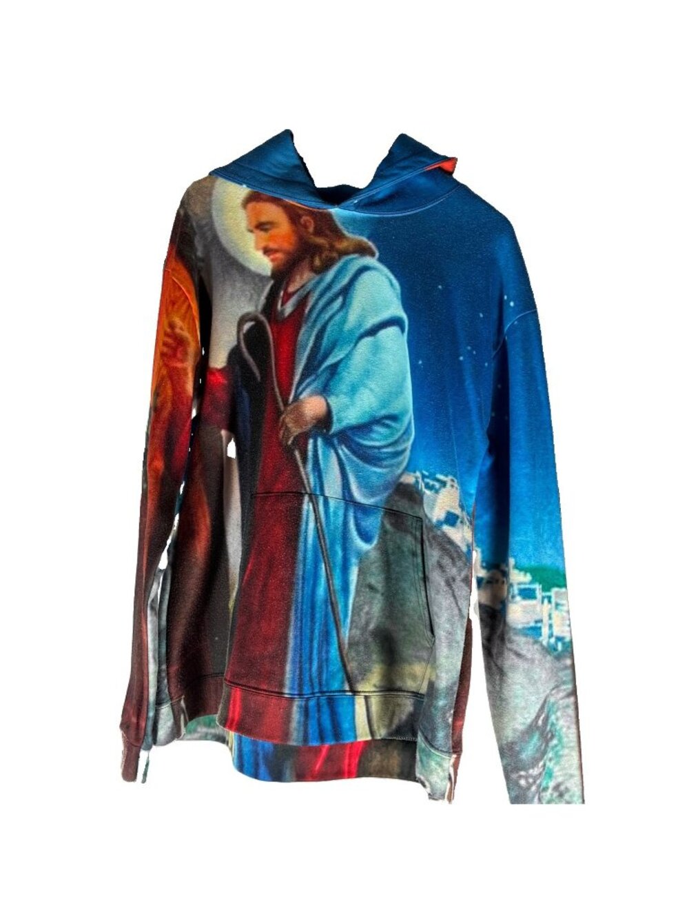 Zootop Bear Womens 3XL Jesus Christ Shepherd Fleece graphic Hoodie Sweatshirt